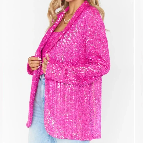 NEW Show Me Your Mumu Dance Blazer Disco Pink Sequins Size Medium - Picture 4 of 14